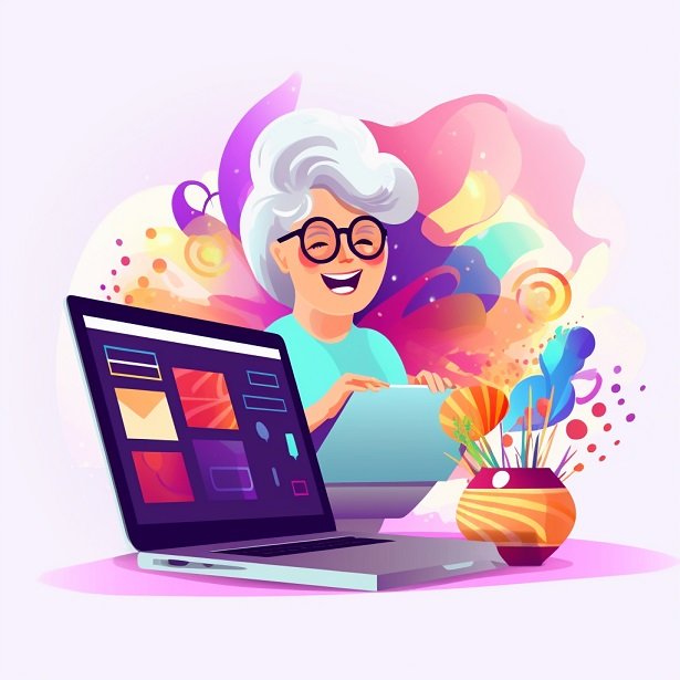 Happy customer interacts with an online web application