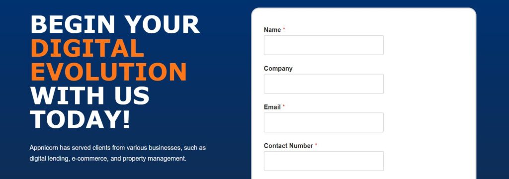 Contact form of website design Malaysia. guide to a successful business website.
