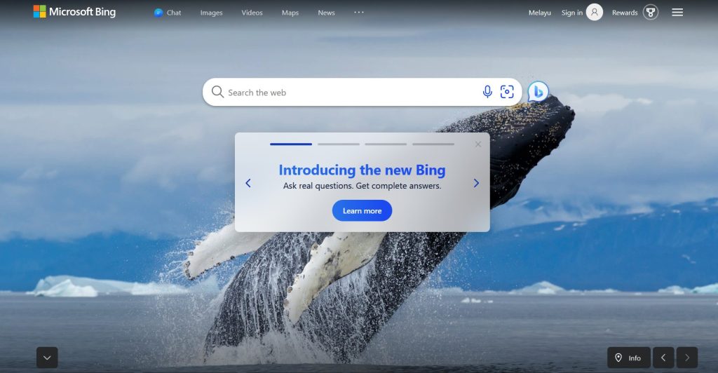 Bing is one of the most used search engines in Malaysia.