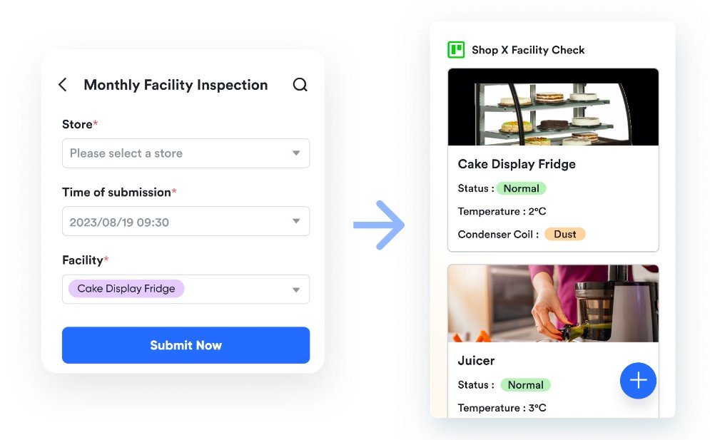 By using Lark Base, employee can easily conduct a detailed online inspection.