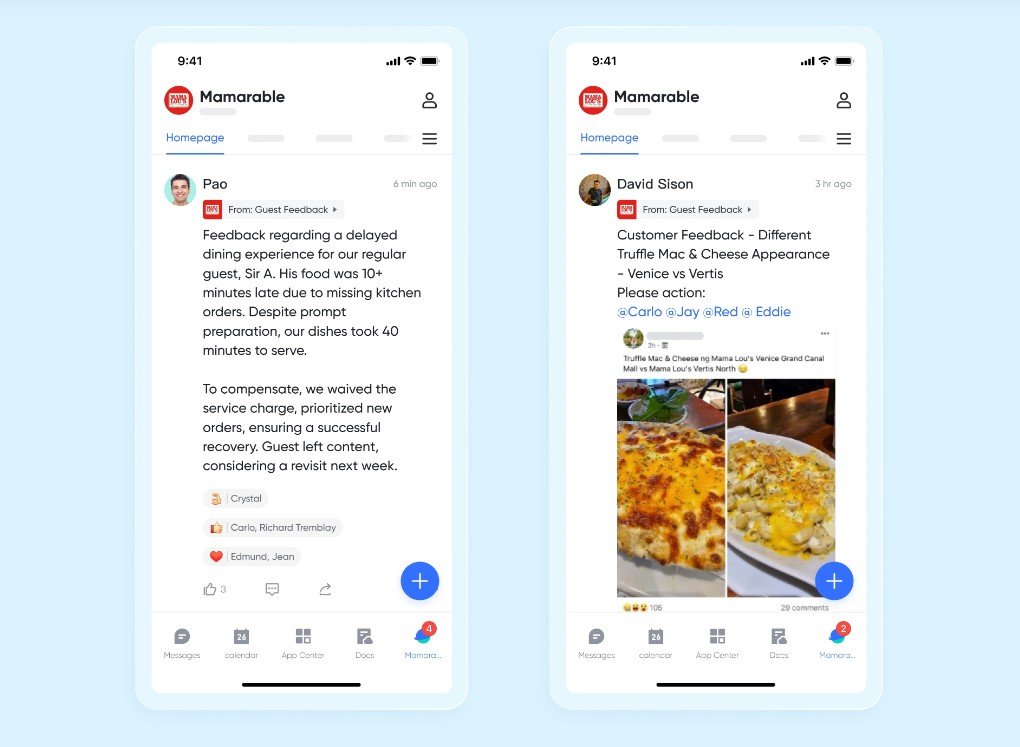 Mama Lou's uses Lark Moments to connect with store managers and improve customer feedback.