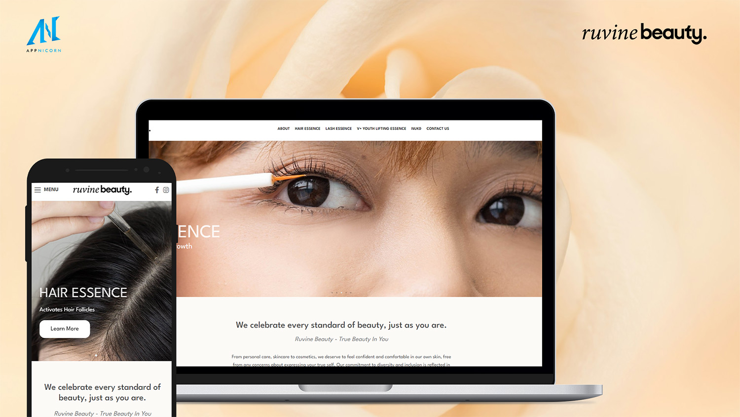 Appnicorn Website Portfolio - Ruvine Beauty
