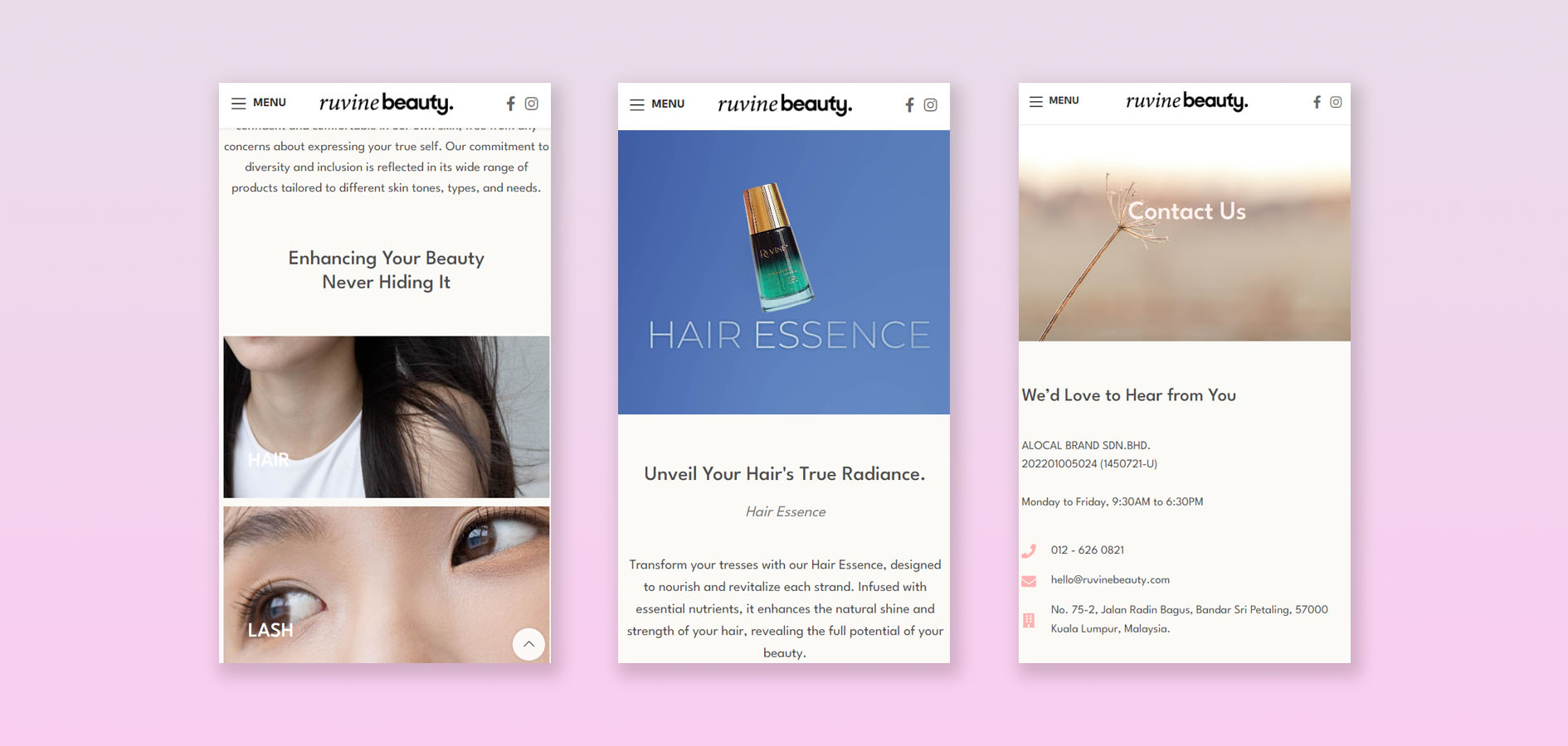 Appnicorn Website Portfolio - Ruvine Beauty