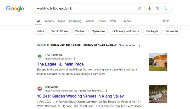 Improved Keyword Rankings for The Estate on Federal Hill by Appnicorn SEO Services.