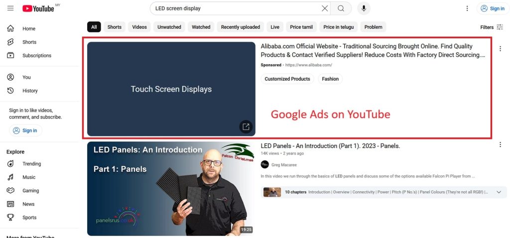 Google Ads can appear on YouTube too.