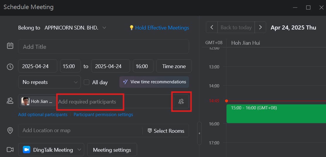 add participants to Video Meeting