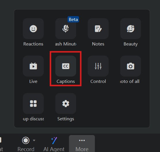 DingTalk captions