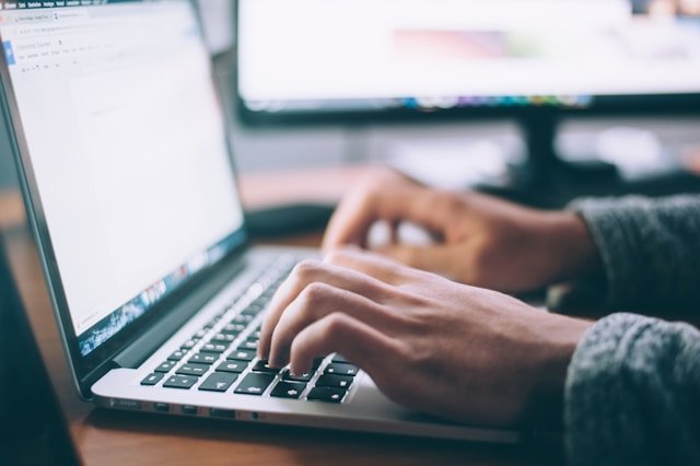 Typing on Laptop