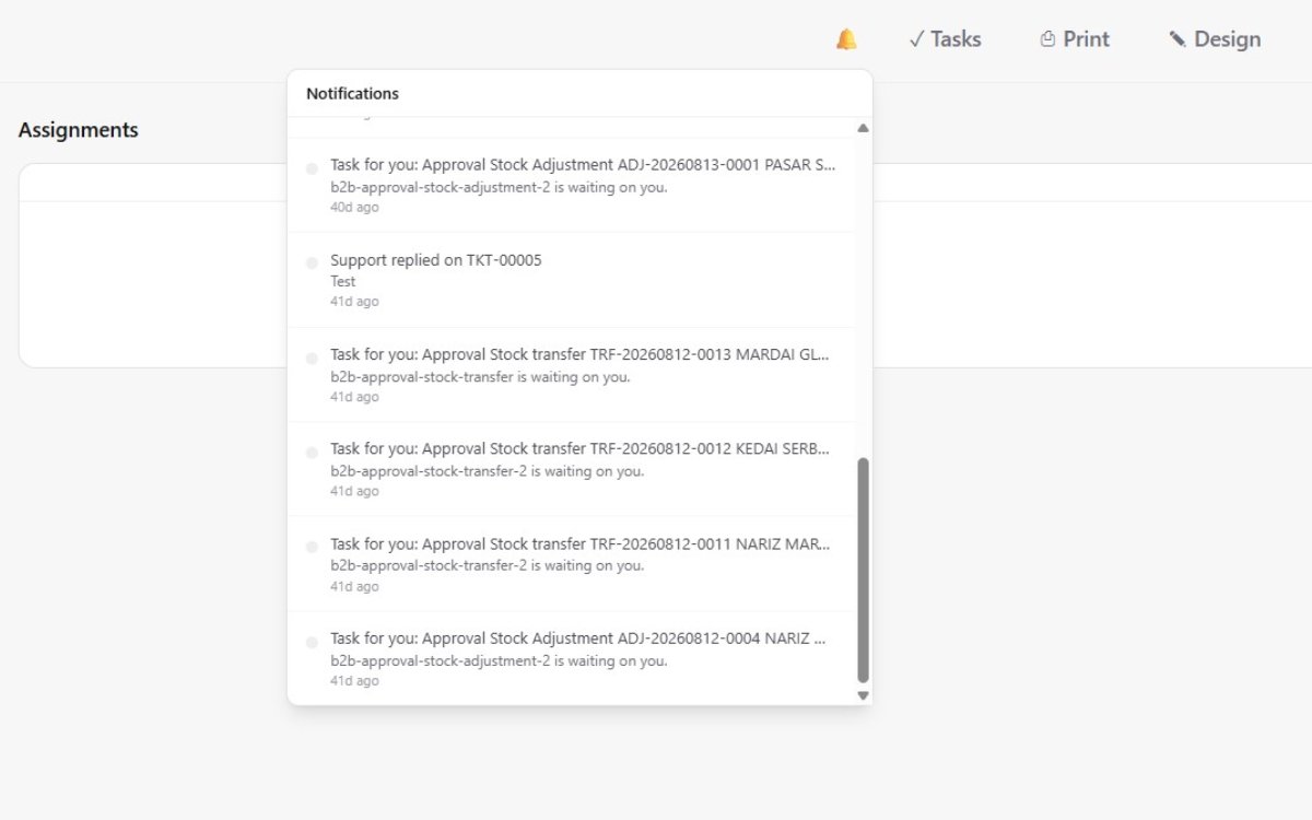 APES notifications and alerts screen