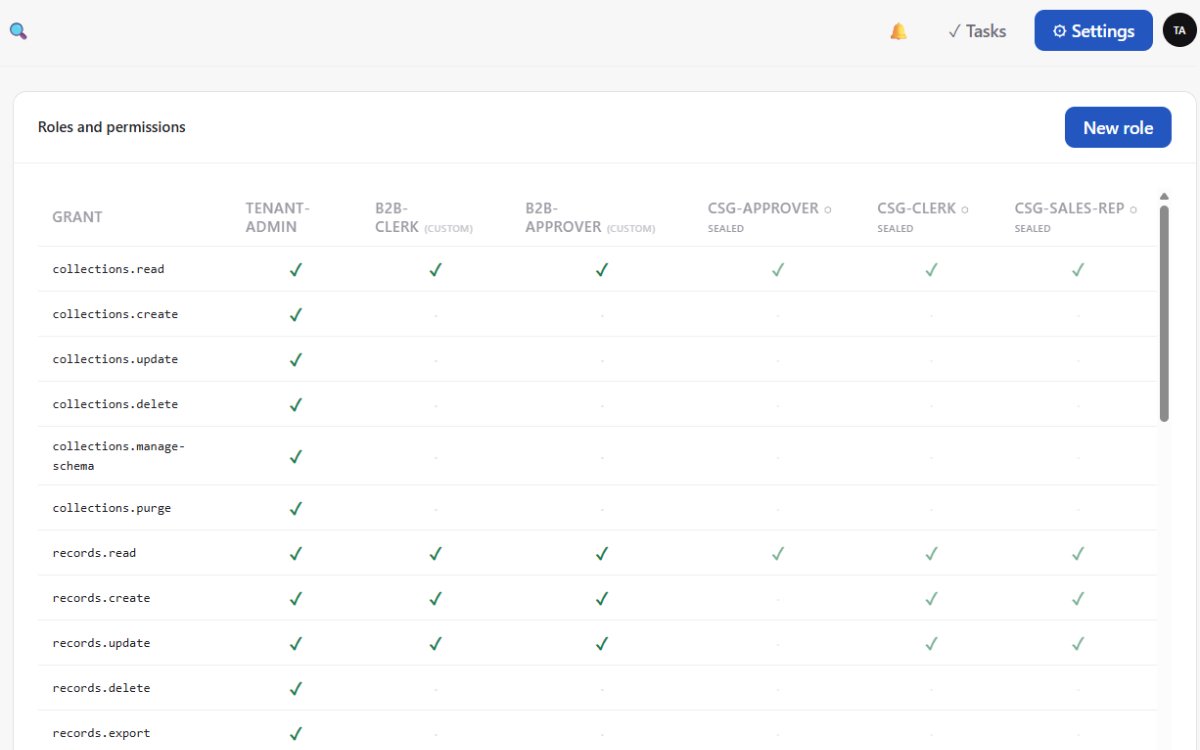 APES role and permission setup screen